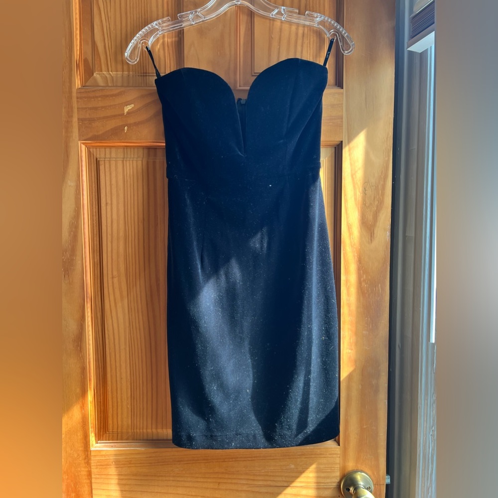 Bardot velvet strapless mini dress size S